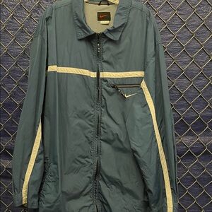 Nike Men's Teal and White Windbreaker Jacket